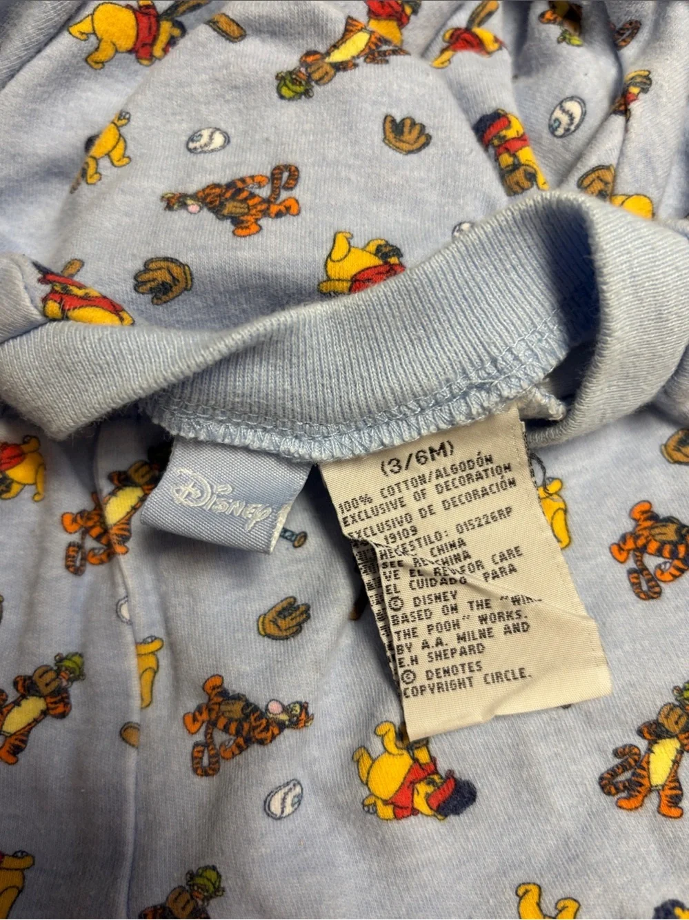 Rare Vintage Disney Baby Light Blue Winnie the Pooh Pajama Set